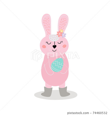 Easter bunny with egg. vector illustration 74460532