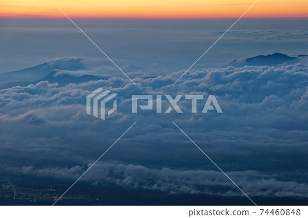 Sea of clouds and mountains of Hakone seen from Mt. Fuji and Mt. Hoei Sea of clouds and mountains of Hakone seen from Mt. Fuji and Mt. Hoei 74460848