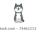 面對前方站立的有耳狗的插圖（顏色3） 74461213