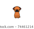 一隻耳朵朝前坐著的狗的插圖（顏色3） 74461214