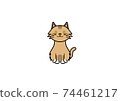 面對前方坐著的長毛貓的插圖（顏色3） 74461217