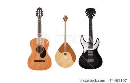 String Musical Instrument with Balalaika and Guitar Vector Set 74462197