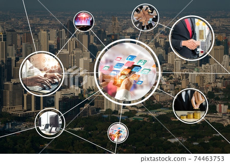 Business network web banner photo set in concept of management and growth Business network web banner photo set in concept of management and growth 74463753