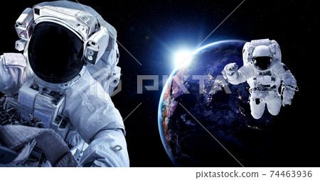 Astronaut spaceman do spacewalk while working for space station Astronaut spaceman do spacewalk while working for space station 74463936