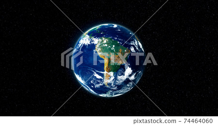 Planet earth globe view from space showing realistic earth surface and world map 74464060