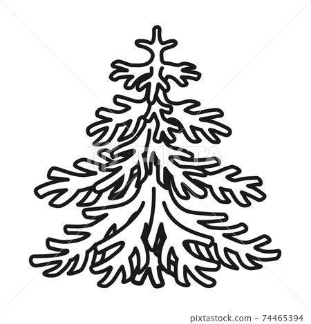 Line art black and white fir tree 74465394