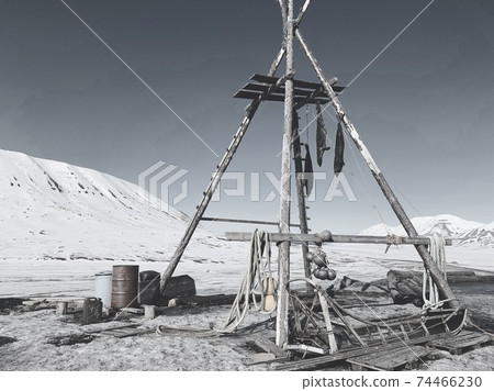 People living a primitive life, unchanging landscape 74466230