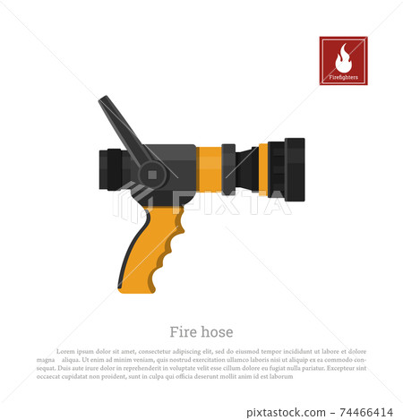 Fire hose on white background. Isolated firefighter equipment 74466414