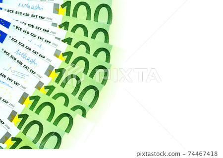 100 euro banknotes on white background 100 euro banknotes on white background 74467418