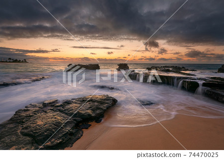sunrise from Sandy Beach, Oahu, Hawaii 74470025