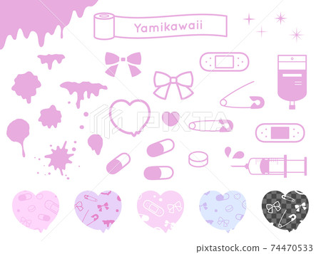 Sickly cute_simple silhouette material and seamless pattern set 74470533