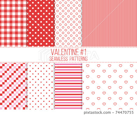 red and pink seamless valentine patterns set red and pink seamless valentine patterns set 74470755