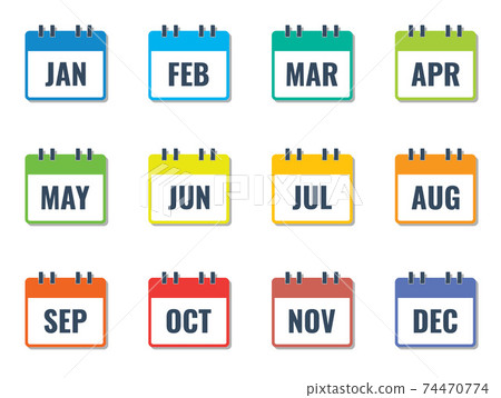 month name in calendar, colorful flat style vector illustration month name in calendar, colorful flat style vector illustration 74470774