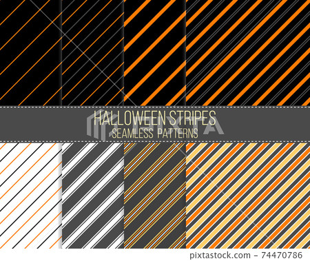 diagonal stripes, halloween seamless patterns set 74470786