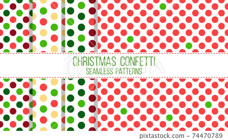 christmas confetti, seamless patterns set christmas confetti, seamless patterns set 74470789