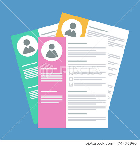 candidates resume stack, flat style vector illustration 74470966