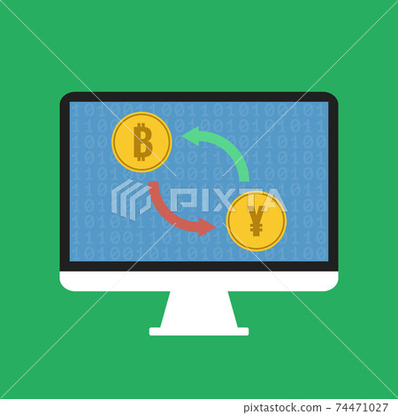 bitcoin to yen or yuan online exchange, vector illustration 74471027