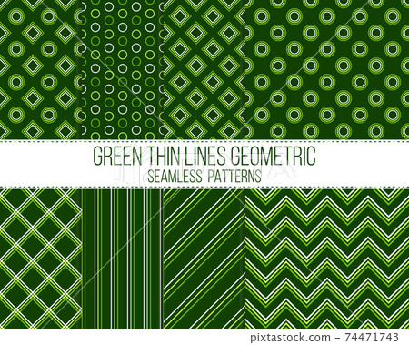 green thin lines geometric seamless patterns set green thin lines geometric seamless patterns set 74471743