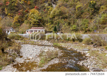 Mountain river along the G 210 highway 74472684