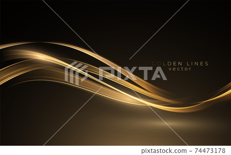 Abstract shiny color gold wave design element 74473178