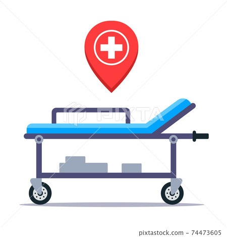 medical gurney in the hospital for transporting patients. medical gurney in the hospital for transporting patients. 74473605