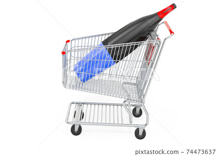 Shopping cart with facial hair trimmer. 3D rendering 74473637