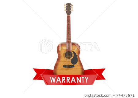 Acoustic guitar warranty concept. 3D rendering 74473671