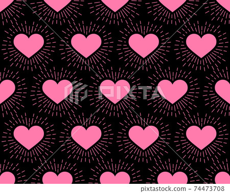 Seamless pattern. Pink Hearts with rays on a... - Stock Illustration ...