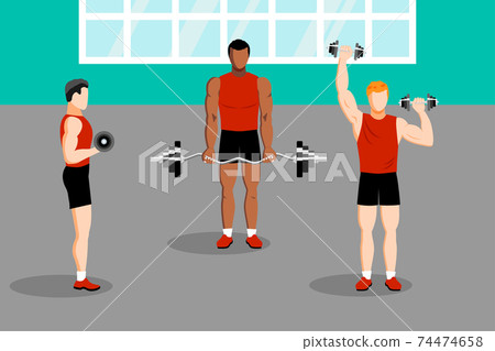 Workout with dumbbell in gym health training 74474658