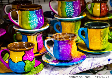 Beautiful traditional handicrafts of the small town of Raquira in Colombia. The City of Pots. Beautiful traditional handicrafts of the small town of Raquira in Colombia. The City of Pots. 74476274