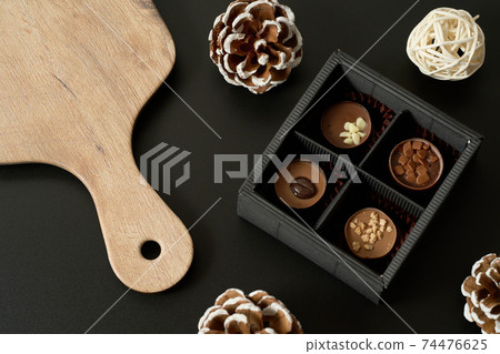 February calendar and valentine chocolate 74476625