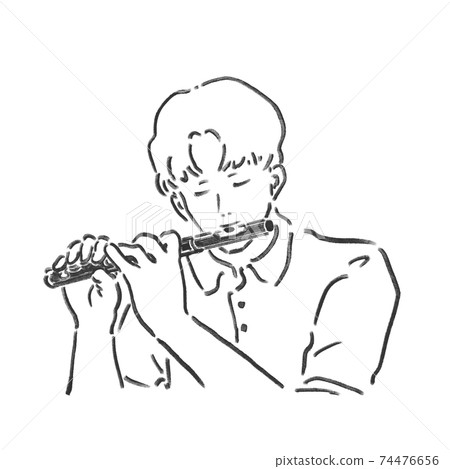 A man playing a piccolo 74476656