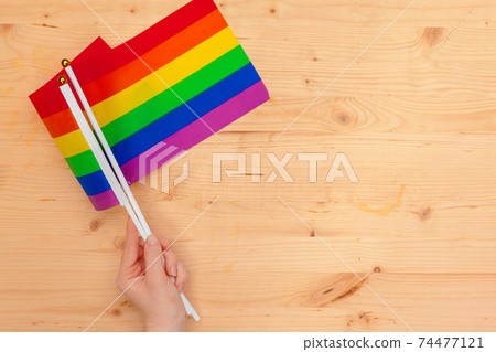 flags of the LGBT community in a hand flags of the LGBT community in a hand 74477121