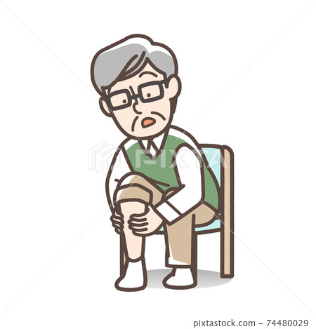 Grandfather checking calf 74480029