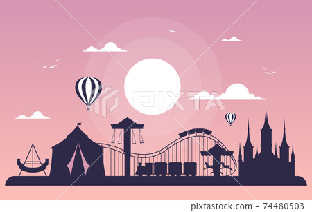 Castle Circus Amusement Park Happy Holiday Illustration Castle Circus Amusement Park Happy Holiday Illustration 74480503