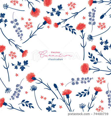 Simple illustration / seamless pattern of carnation 74480739