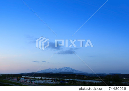 Sunset sky scenery Mt. Chokai and the sky 74480916