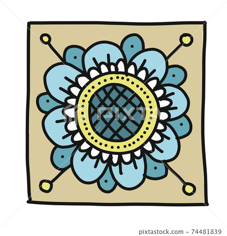 Decorated tiles. Square shape. Floral Ornament for your design Decorated tiles. Square shape. Floral Ornament for your design 74481839