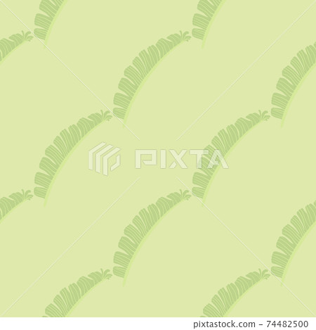Flora tropical seamless pattern with diagonal fern leaves ornament. Light green pale palette. Simple design. Flora tropical seamless pattern with diagonal fern leaves ornament. Light green pale palette. Simple design. 74482500