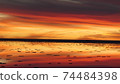 Sunset with a spectacular view of Uyuni salt lake 74484398