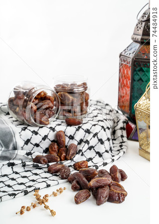 dates palm and arabic lantern on white dates palm and arabic lantern on white 74484918