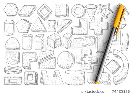 Geometrical forms and shapes doodle set 74485326