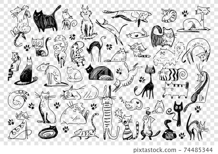 Cats hand drawn doodle set Cats hand drawn doodle set 74485344