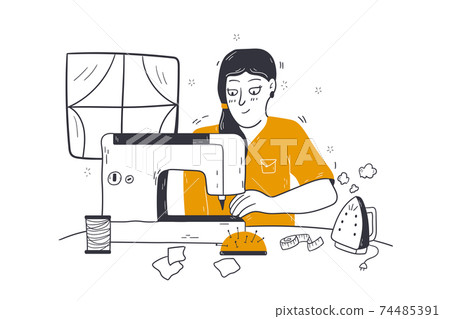 Manufacturing, mask sewing, coronavirus concept 74485391
