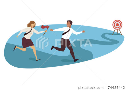 Relay race, targeting, teamwork business concept 74485442