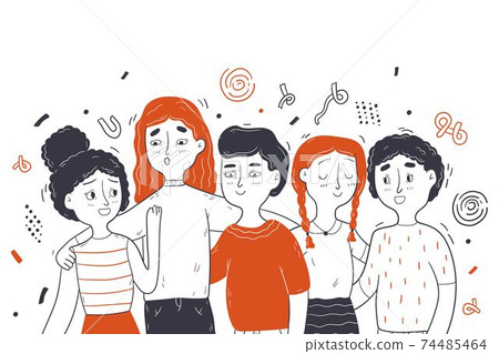 Childhood, friendship, posing children concept Childhood, friendship, posing children concept 74485464