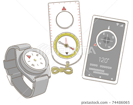 用於登山的指南針的插圖 74486065