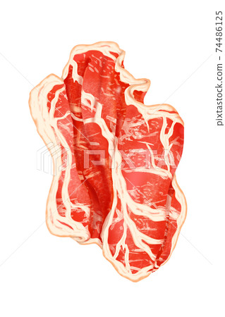 配料3牛肉里脊肉片（原始）④（無主線）也可用於火鍋，便當盒和烹飪圖像組合系列 74486125