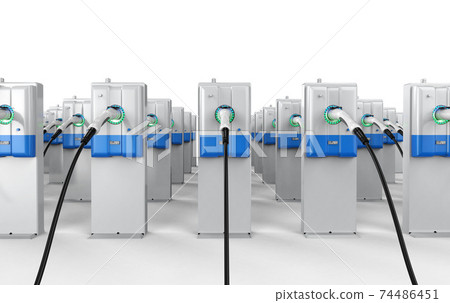 group of EV charging stations group of EV charging stations 74486451