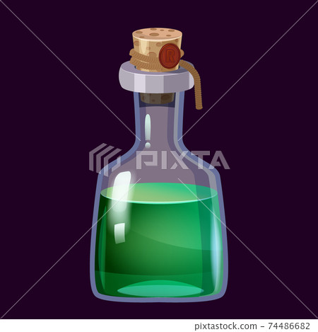 Bottle liquid potion magic elixir colorful . Game icon GUI for app games user interface. Vector illstration isolated cartoon style Bottle liquid potion magic elixir colorful . Game icon GUI for app games user interface. Vector illstration isolated cartoon style 74486682